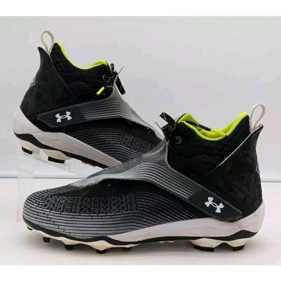 Under Armour Men's Size 13 Highlight Hammer MC Football Cleats Black Neon Yellow - Picture 3 of 14